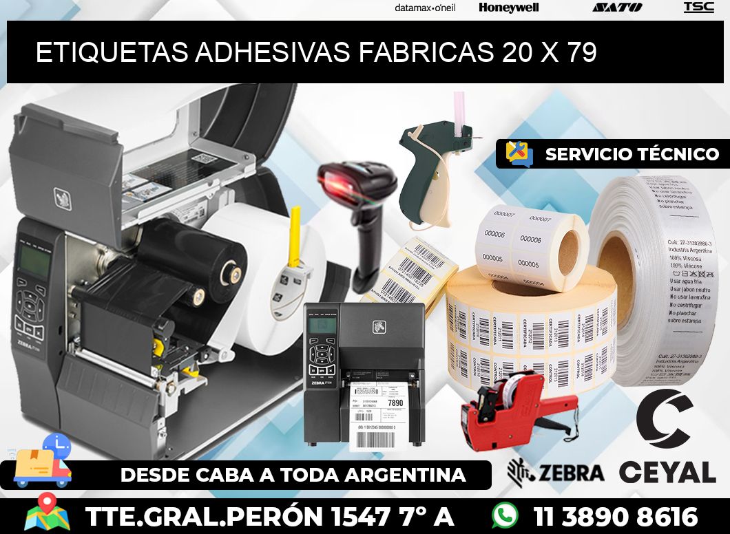 ETIQUETAS ADHESIVAS FABRICAS 20 x 79