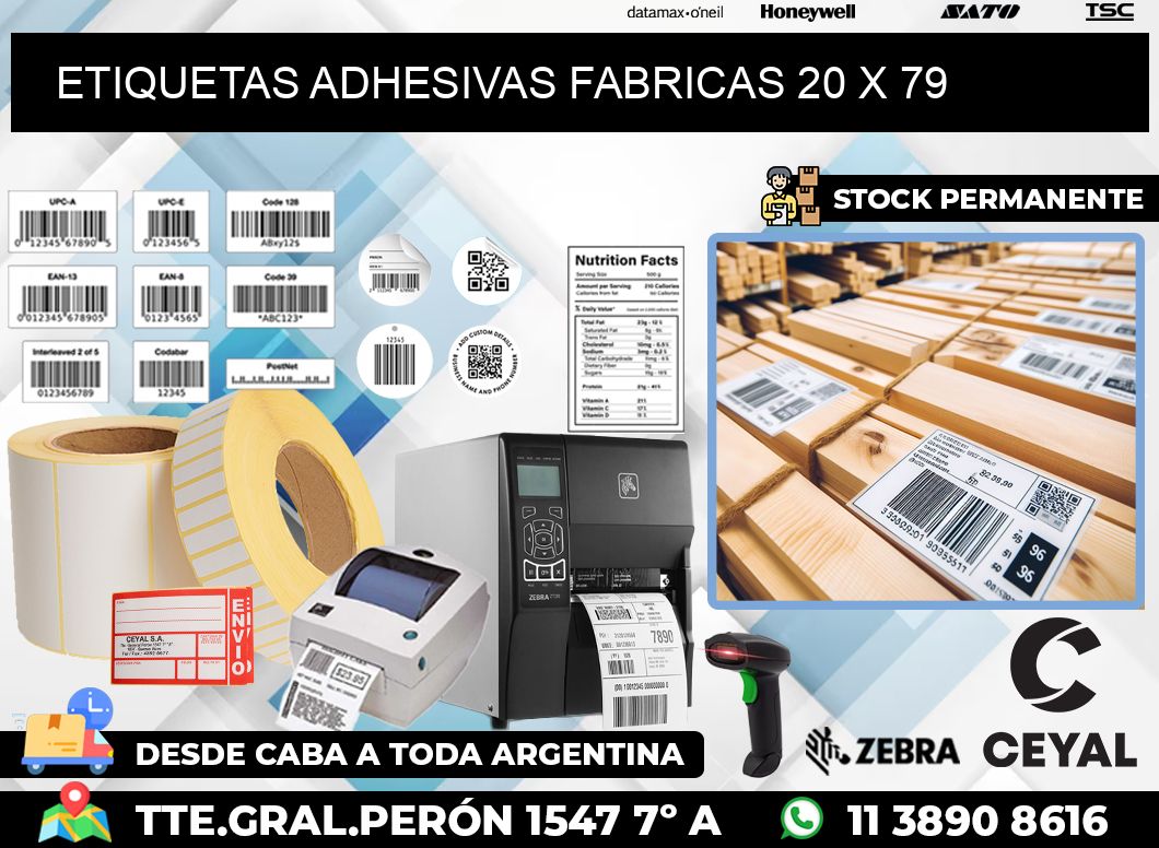 ETIQUETAS ADHESIVAS FABRICAS 20 x 79