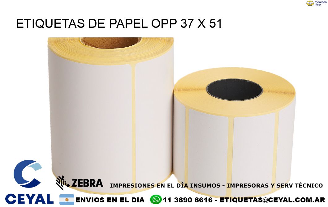 ETIQUETAS DE PAPEL OPP 37 x 51