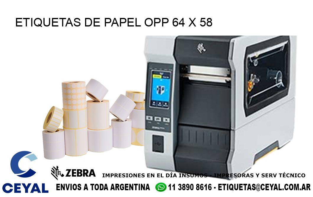 ETIQUETAS DE PAPEL OPP 64 x 58