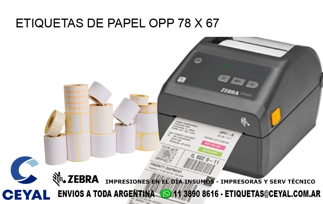 ETIQUETAS DE PAPEL OPP 78 x 67