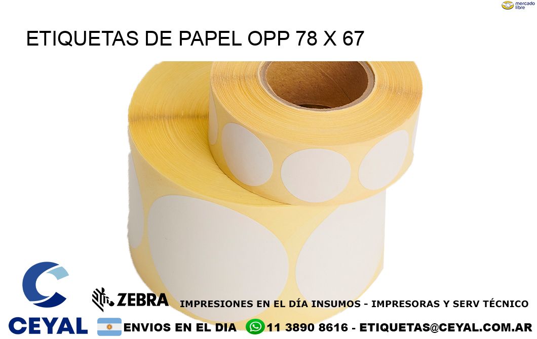 ETIQUETAS DE PAPEL OPP 78 x 67