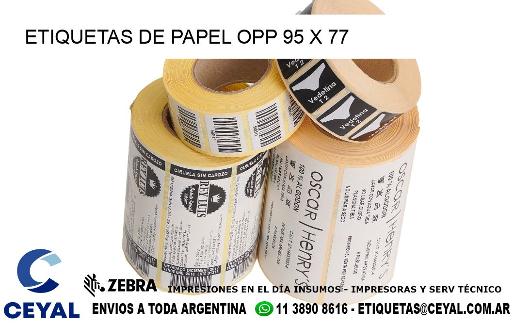 ETIQUETAS DE PAPEL OPP 95 x 77