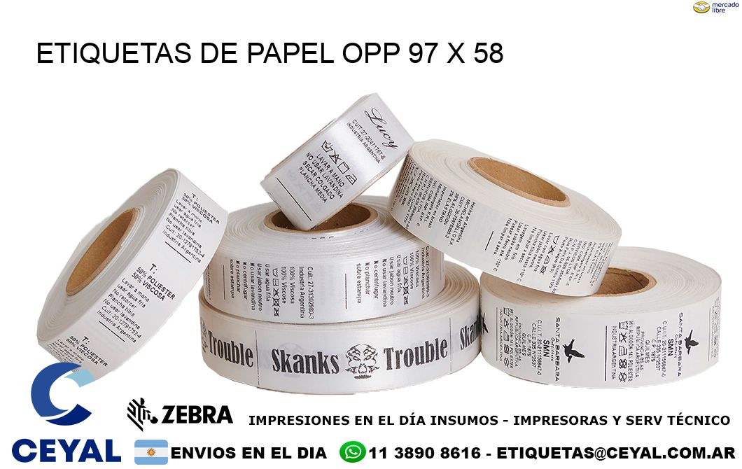 ETIQUETAS DE PAPEL OPP 97 x 58