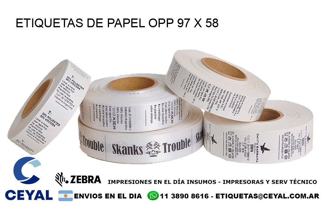 ETIQUETAS DE PAPEL OPP 97 x 58