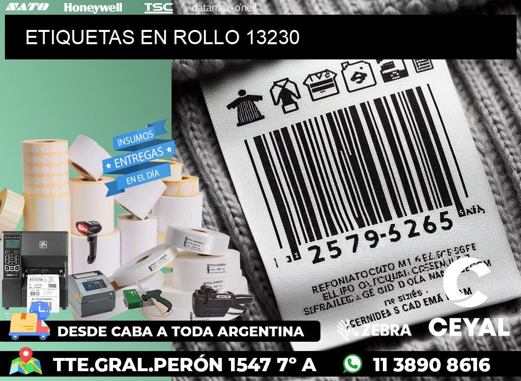 ETIQUETAS EN ROLLO 13230