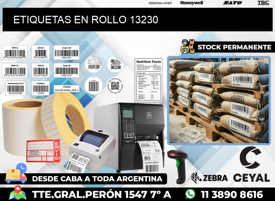 ETIQUETAS EN ROLLO 13230