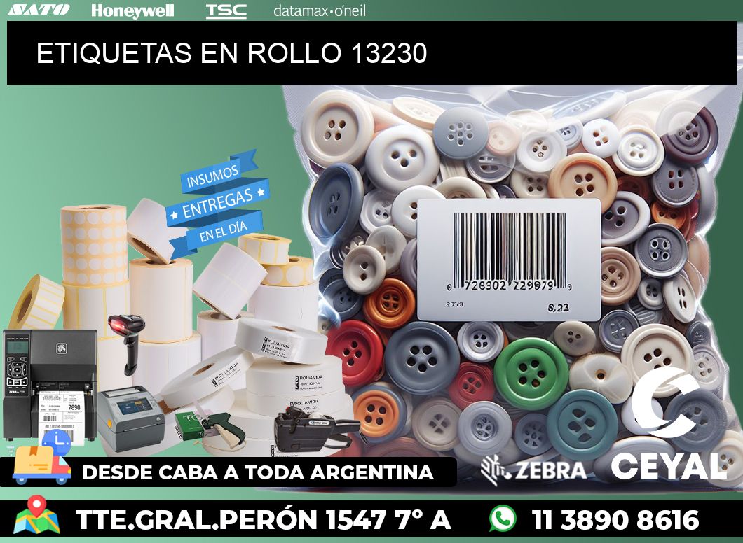 ETIQUETAS EN ROLLO 13230