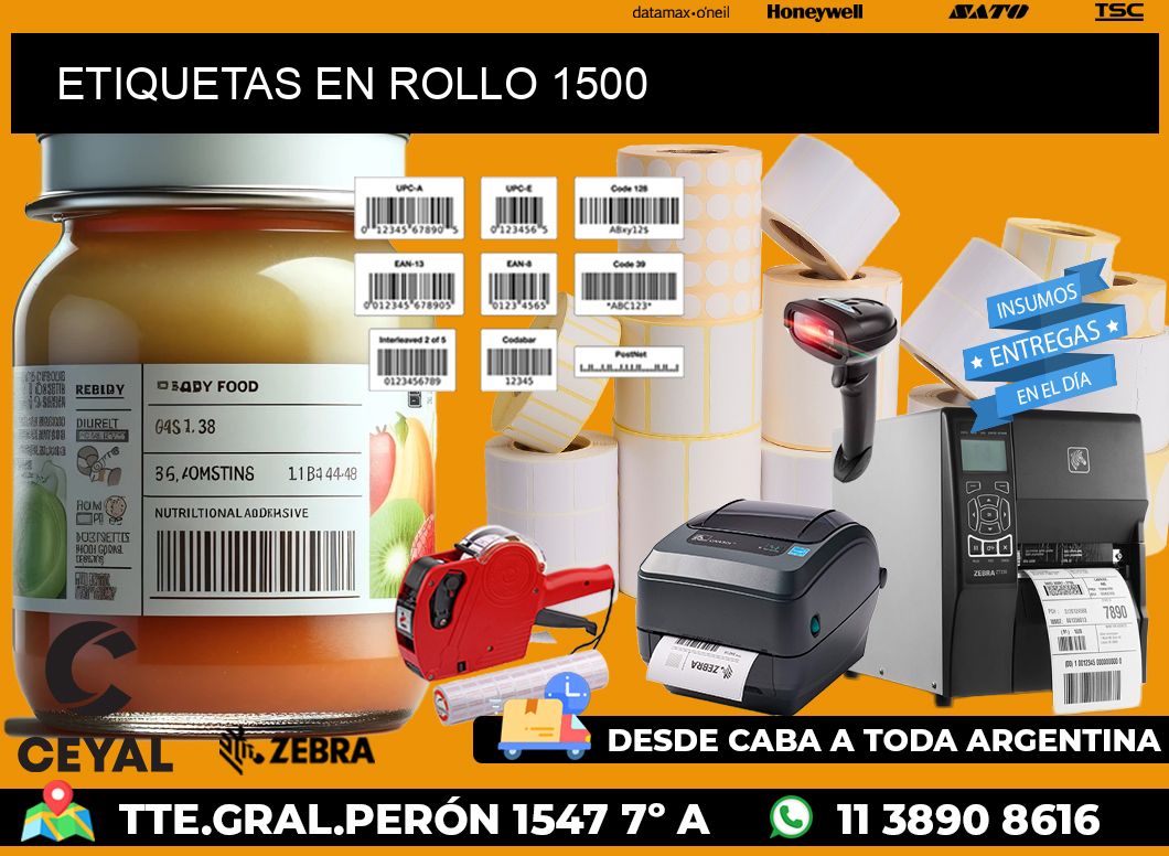 ETIQUETAS EN ROLLO 1500