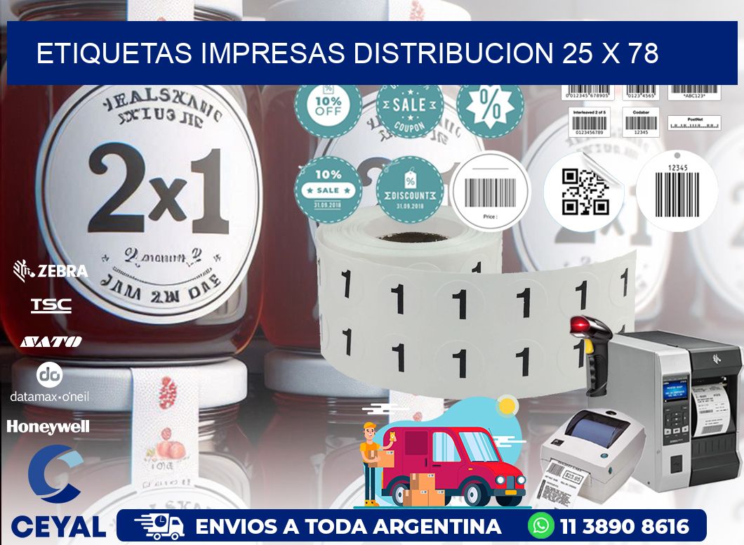 ETIQUETAS IMPRESAS DISTRIBUCION 25 x 78