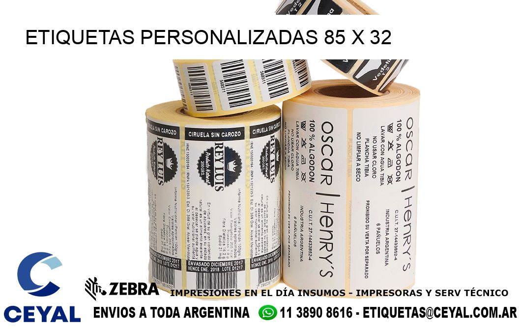 ETIQUETAS PERSONALIZADAS 85 x 32