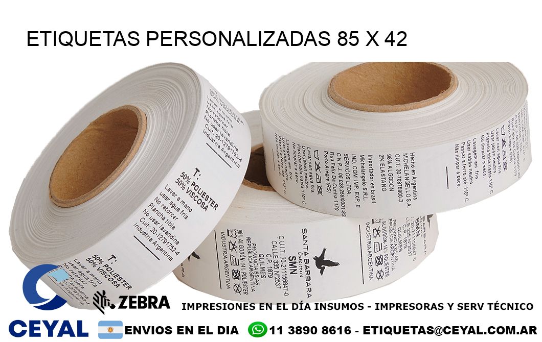 ETIQUETAS PERSONALIZADAS 85 x 42