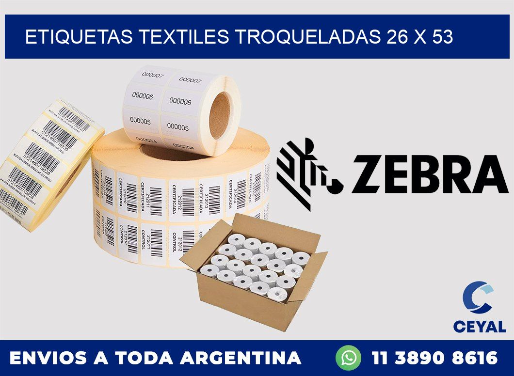 ETIQUETAS TEXTILES TROQUELADAS 26 x 53