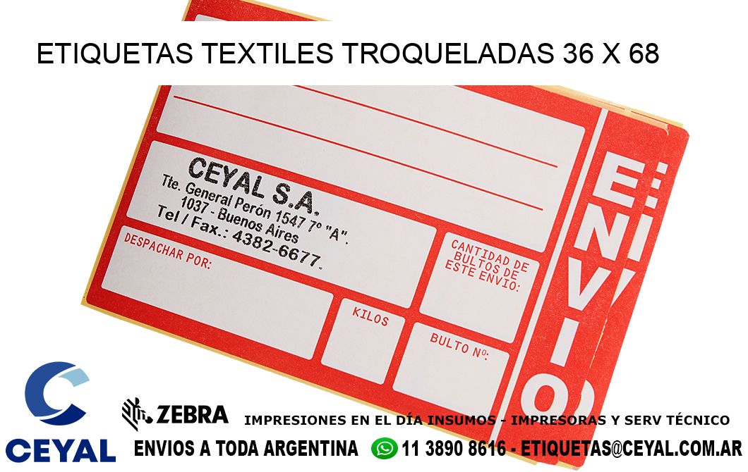 ETIQUETAS TEXTILES TROQUELADAS 36 x 68