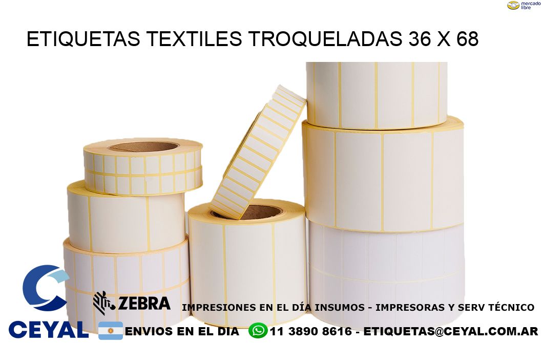 ETIQUETAS TEXTILES TROQUELADAS 36 x 68