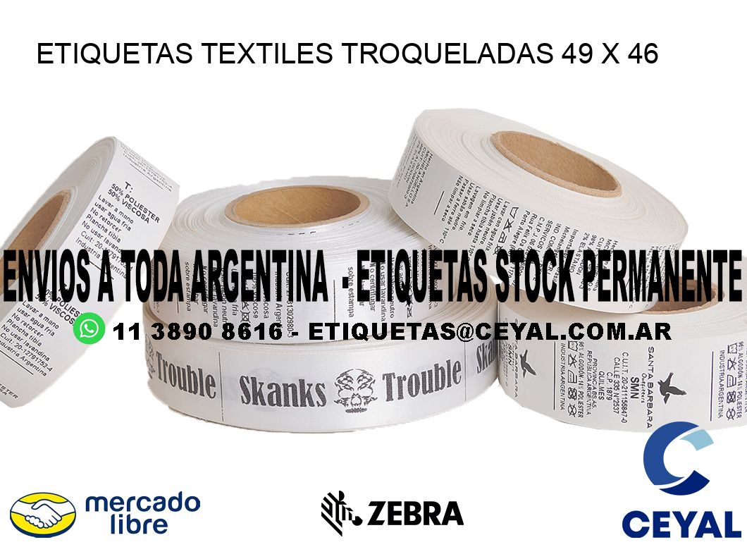 ETIQUETAS TEXTILES TROQUELADAS 49 x 46