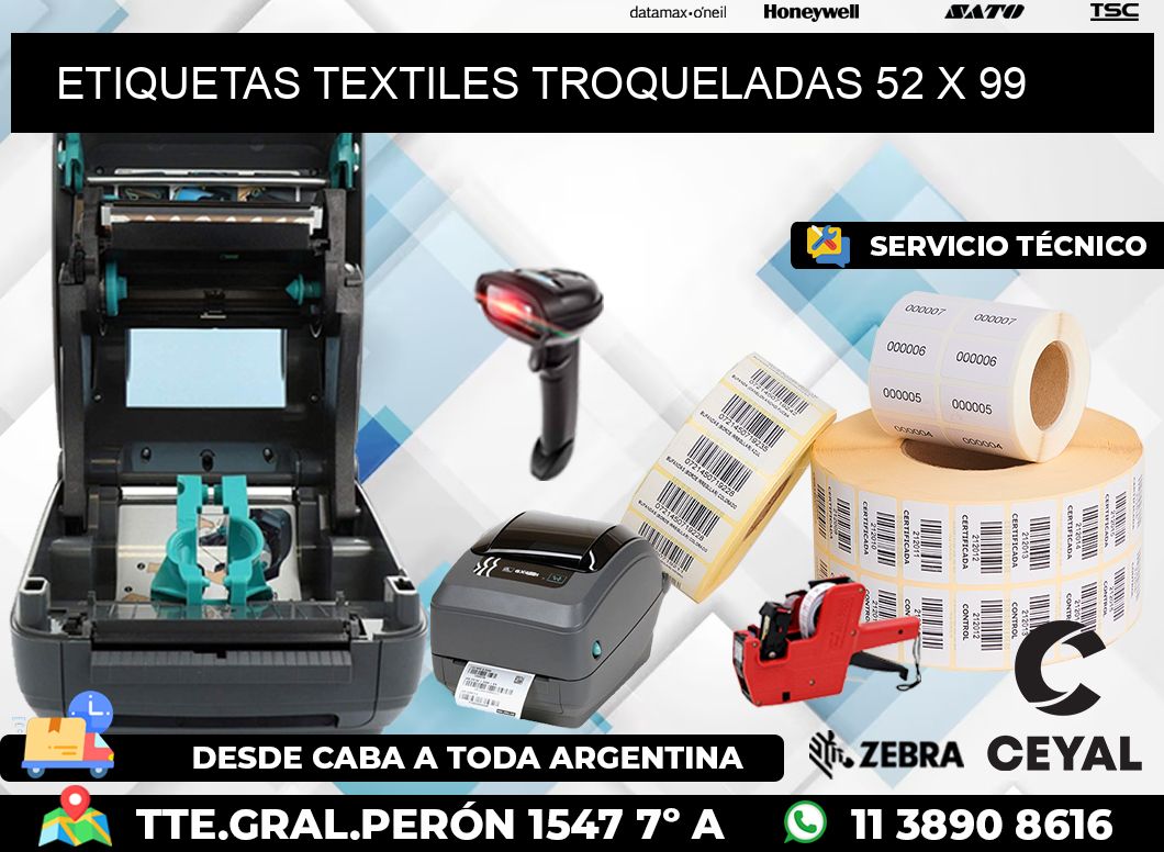 ETIQUETAS TEXTILES TROQUELADAS 52 x 99