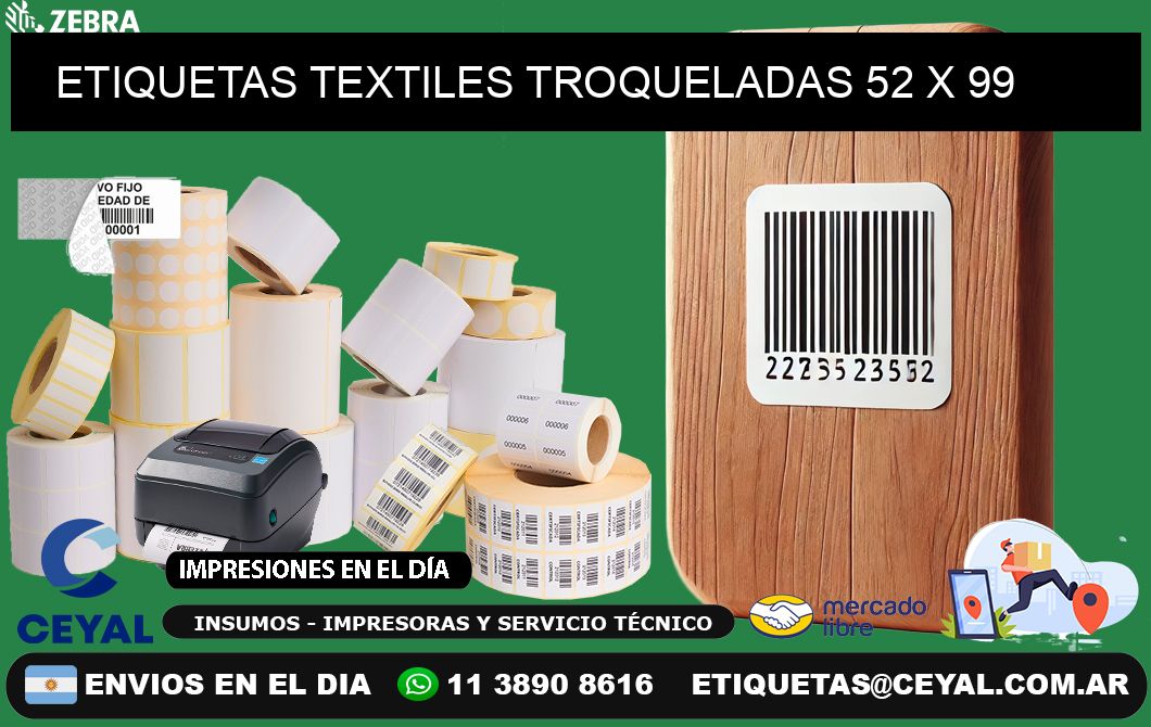 ETIQUETAS TEXTILES TROQUELADAS 52 x 99