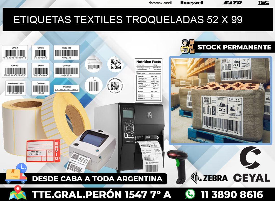 ETIQUETAS TEXTILES TROQUELADAS 52 x 99