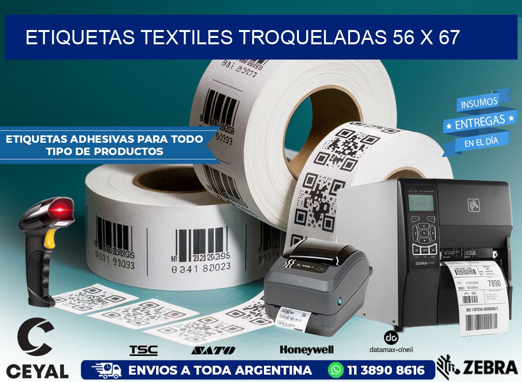 ETIQUETAS TEXTILES TROQUELADAS 56 x 67