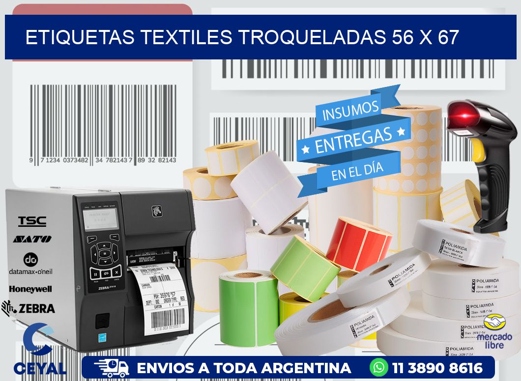 ETIQUETAS TEXTILES TROQUELADAS 56 x 67