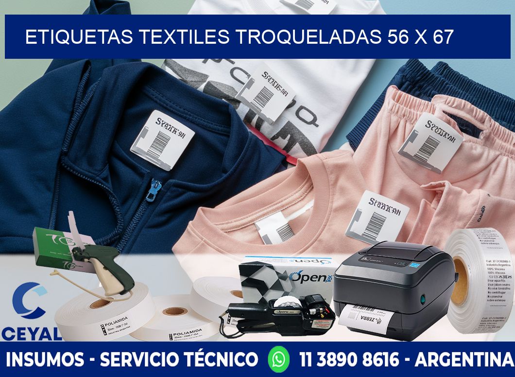 ETIQUETAS TEXTILES TROQUELADAS 56 x 67