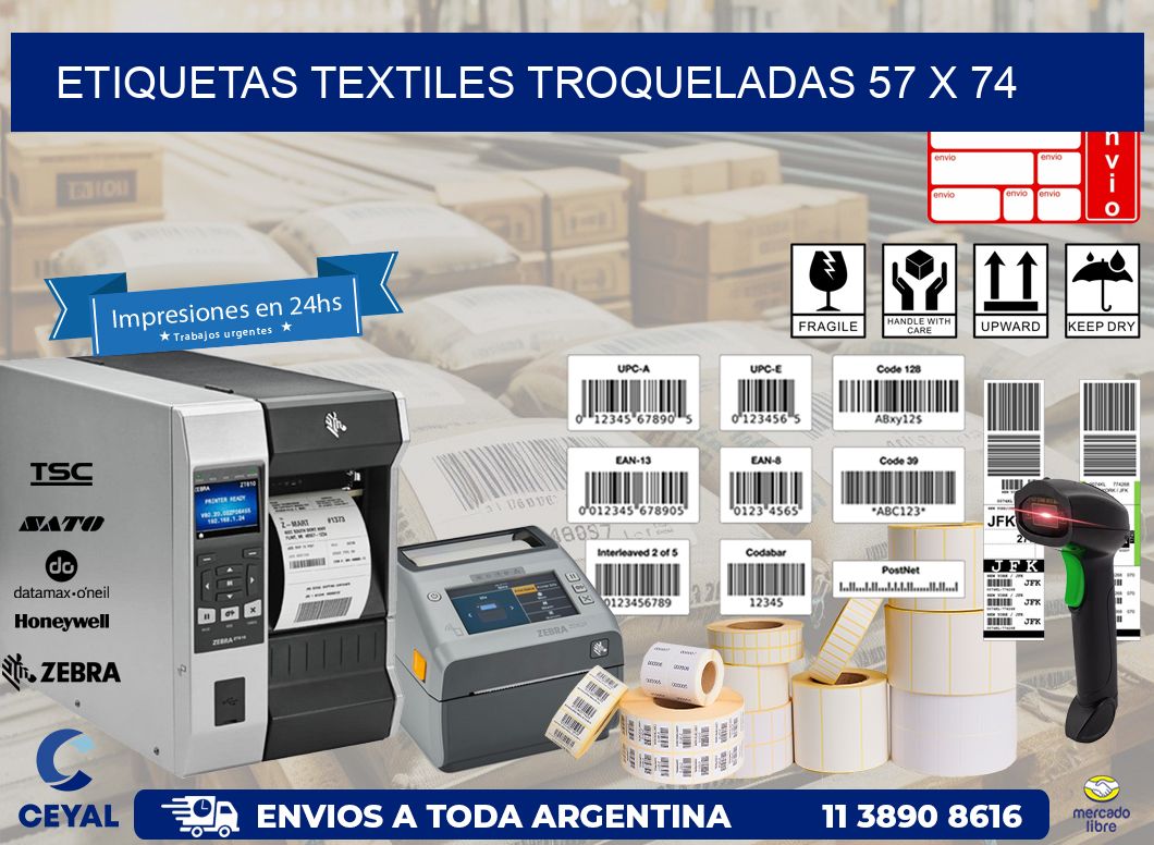 ETIQUETAS TEXTILES TROQUELADAS 57 x 74