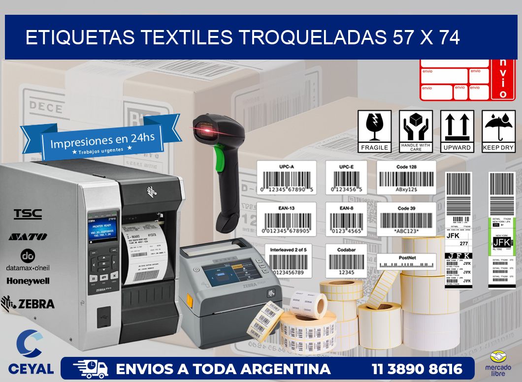 ETIQUETAS TEXTILES TROQUELADAS 57 x 74