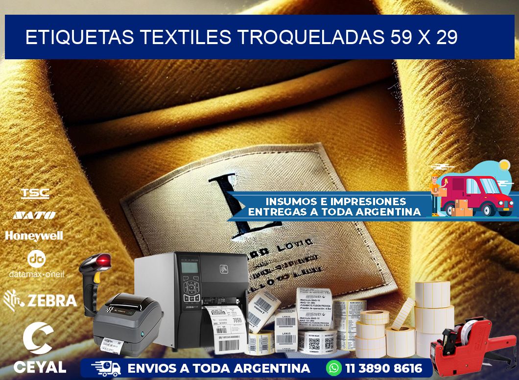 ETIQUETAS TEXTILES TROQUELADAS 59 x 29