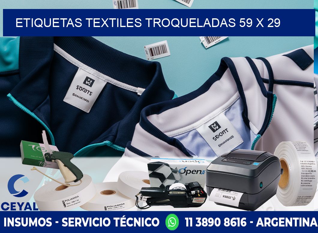 ETIQUETAS TEXTILES TROQUELADAS 59 x 29