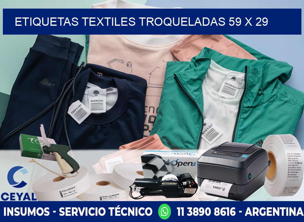 ETIQUETAS TEXTILES TROQUELADAS 59 x 29