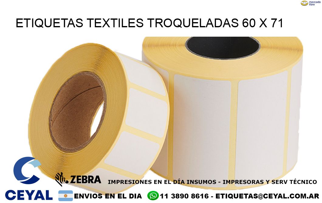 ETIQUETAS TEXTILES TROQUELADAS 60 x 71