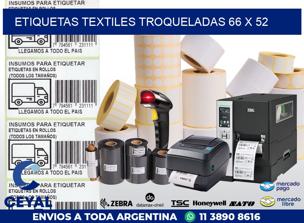 ETIQUETAS TEXTILES TROQUELADAS 66 x 52