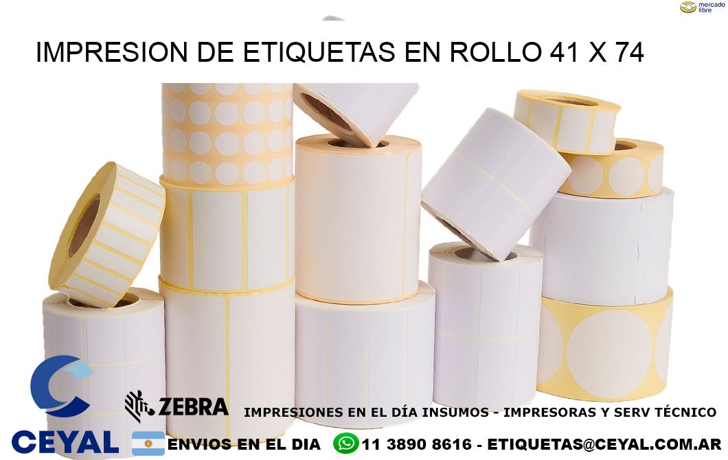 IMPRESION DE ETIQUETAS EN ROLLO 41 x 74