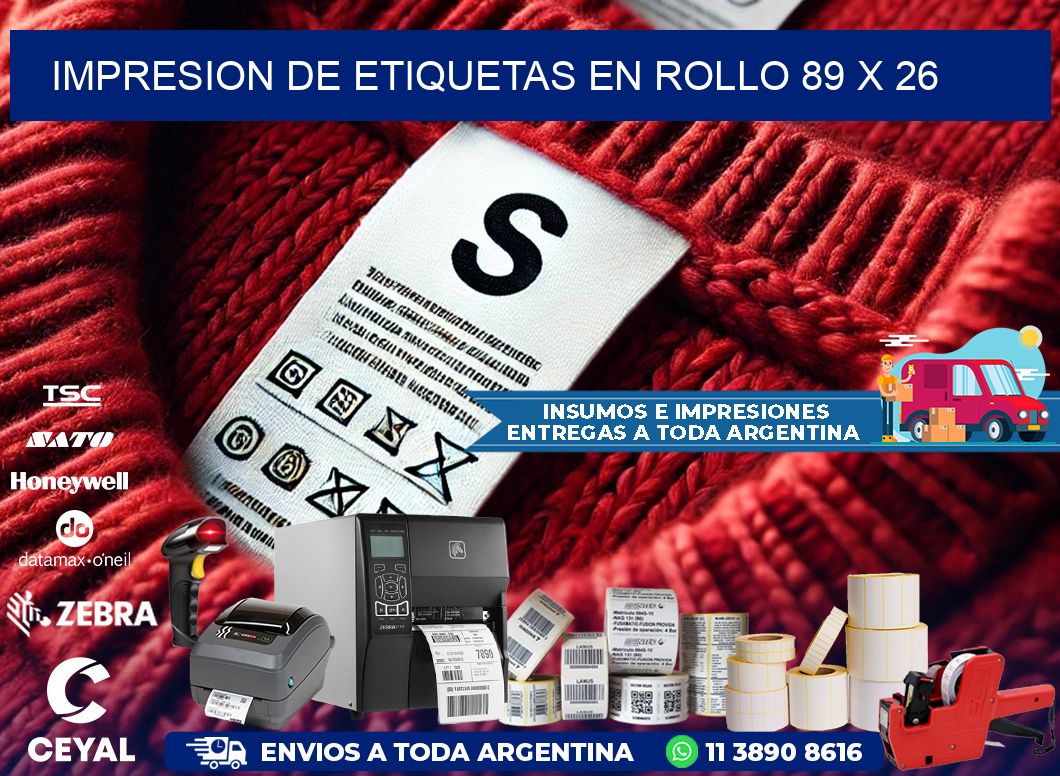 IMPRESION DE ETIQUETAS EN ROLLO 89 x 26