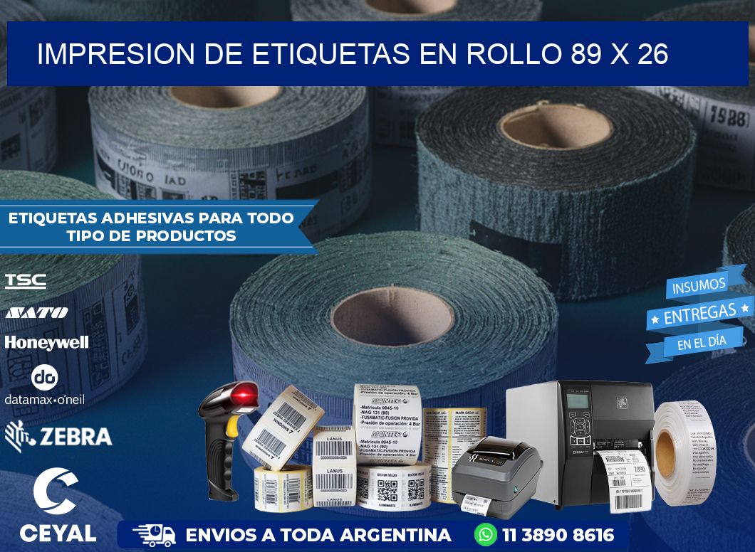 IMPRESION DE ETIQUETAS EN ROLLO 89 x 26