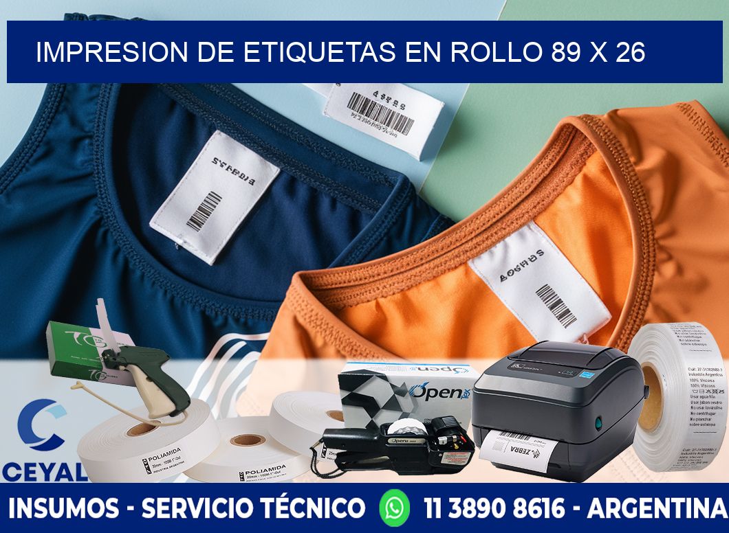 IMPRESION DE ETIQUETAS EN ROLLO 89 x 26