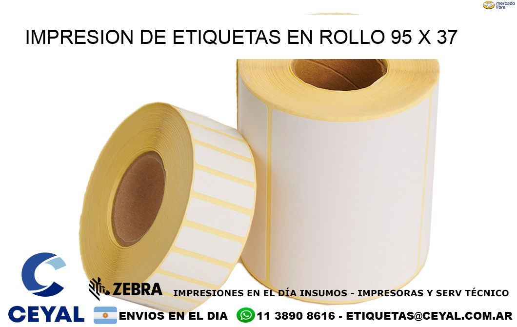 IMPRESION DE ETIQUETAS EN ROLLO 95 x 37