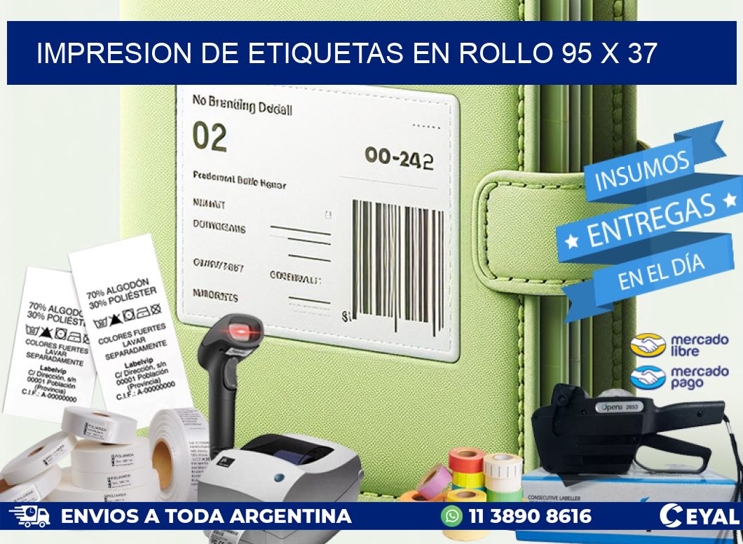 IMPRESION DE ETIQUETAS EN ROLLO 95 x 37