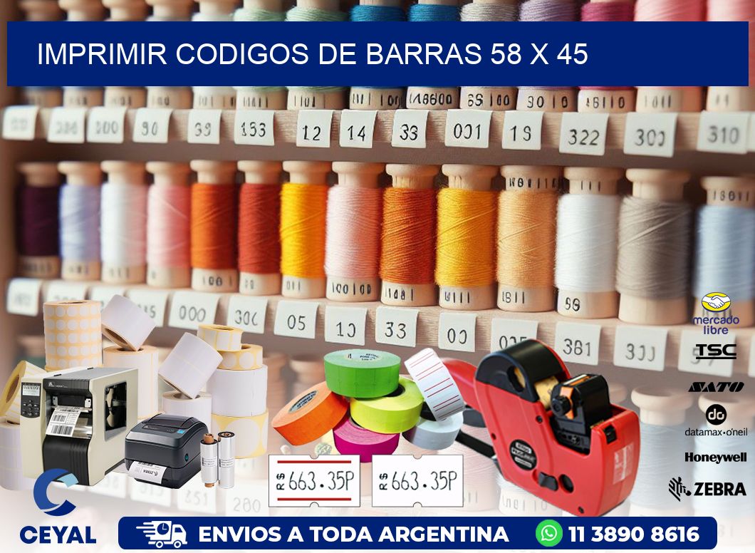 IMPRIMIR CODIGOS DE BARRAS 58 x 45