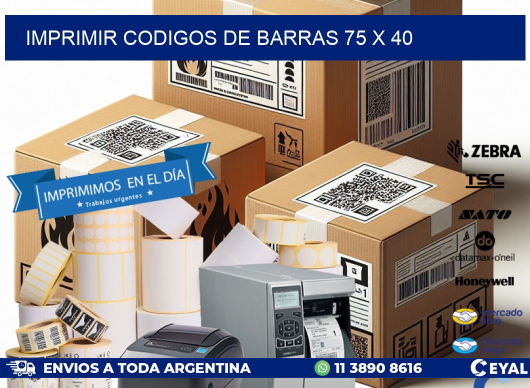 IMPRIMIR CODIGOS DE BARRAS 75 x 40