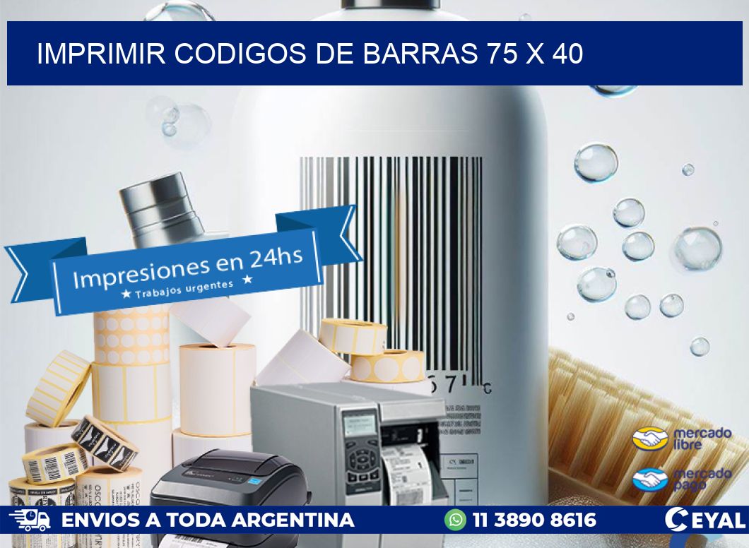 IMPRIMIR CODIGOS DE BARRAS 75 x 40