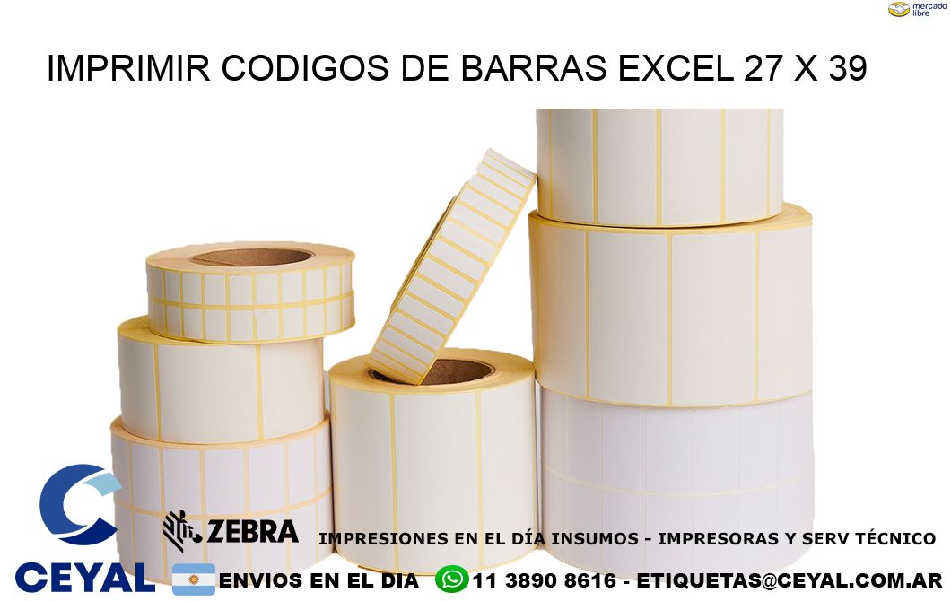 IMPRIMIR CODIGOS DE BARRAS EXCEL 27 x 39