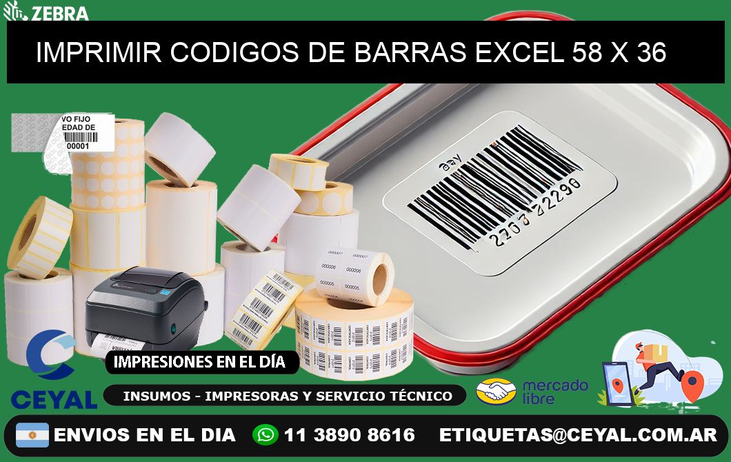 IMPRIMIR CODIGOS DE BARRAS EXCEL 58 x 36