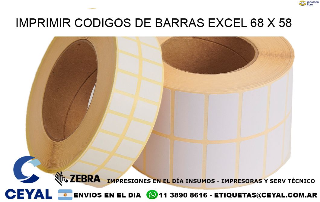 IMPRIMIR CODIGOS DE BARRAS EXCEL 68 x 58