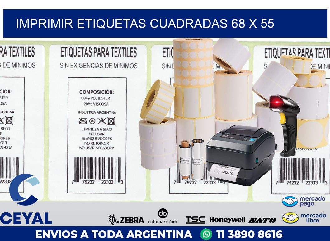 IMPRIMIR ETIQUETAS CUADRADAS 68 x 55