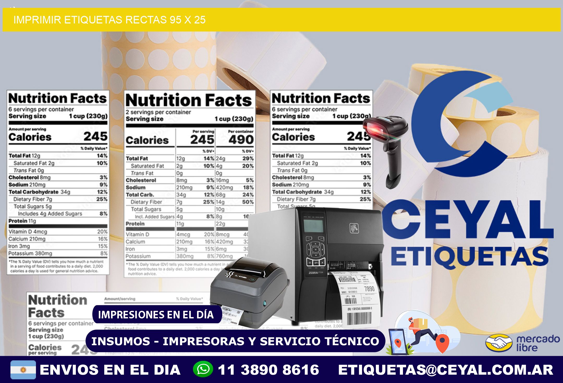 IMPRIMIR ETIQUETAS RECTAS 95 x 25