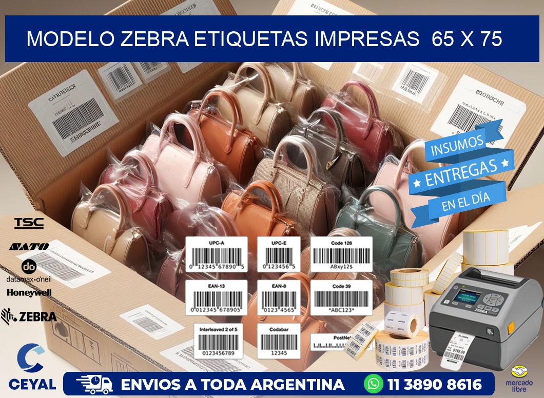 MODELO ZEBRA ETIQUETAS IMPRESAS  65 x 75