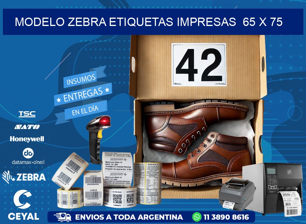 MODELO ZEBRA ETIQUETAS IMPRESAS  65 x 75