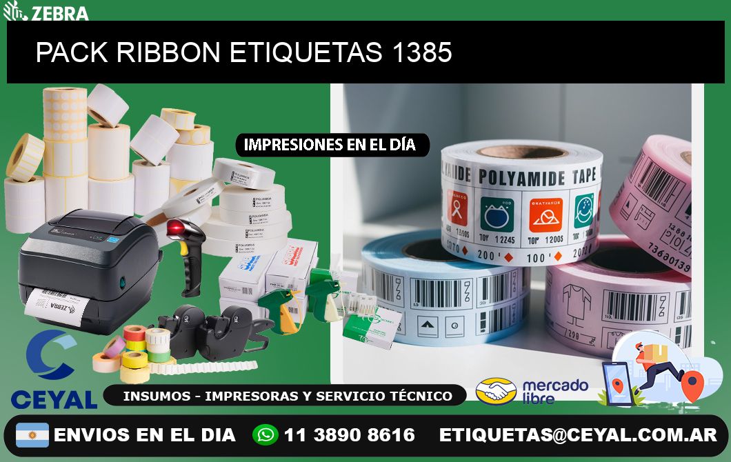 PACK RIBBON ETIQUETAS 1385